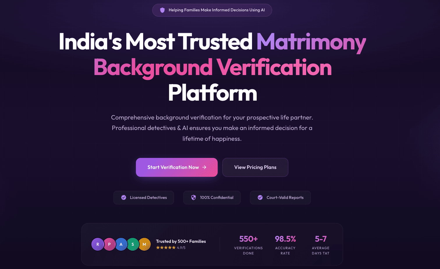 India's #1 Matrimony Background Verification Service